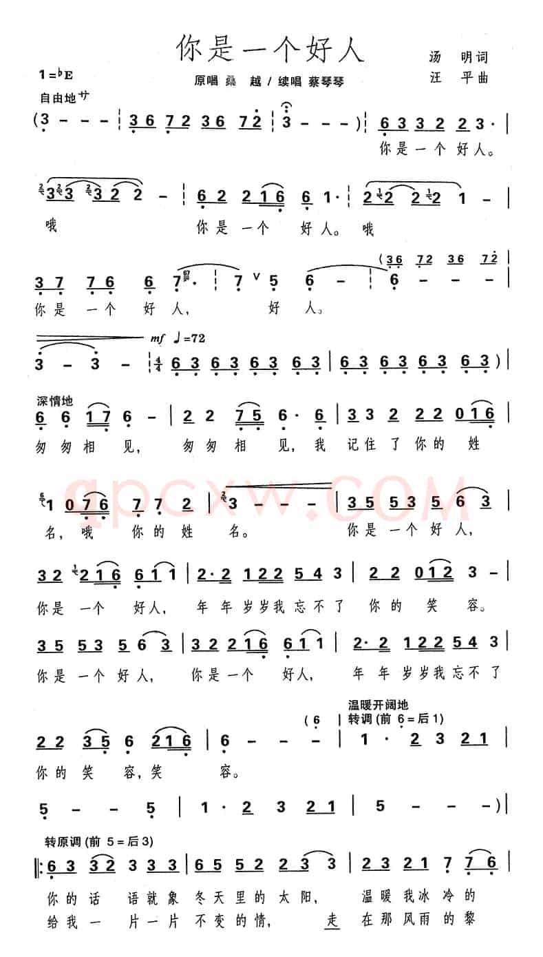 你是一个好人（汤明词 汪平曲）