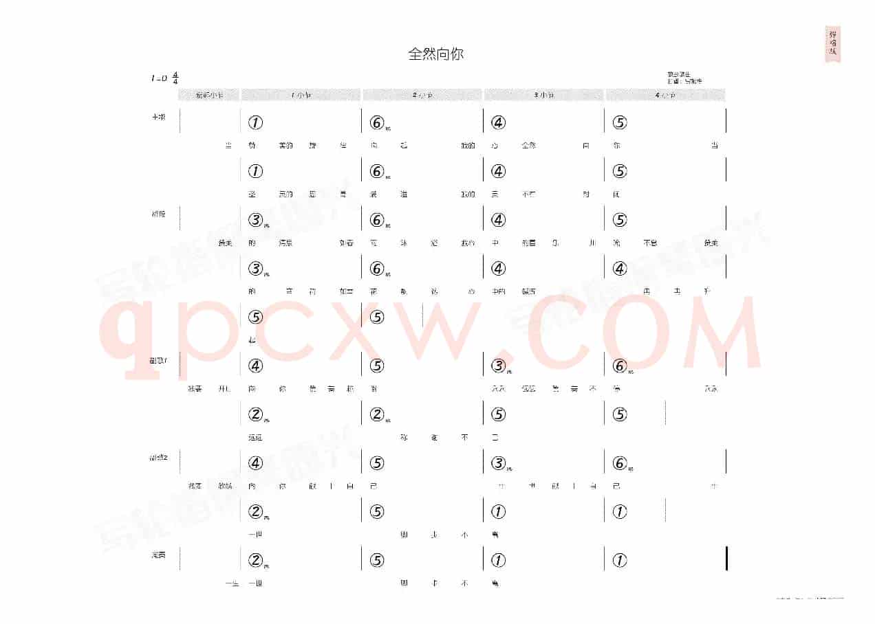 全然向你(简和谱)