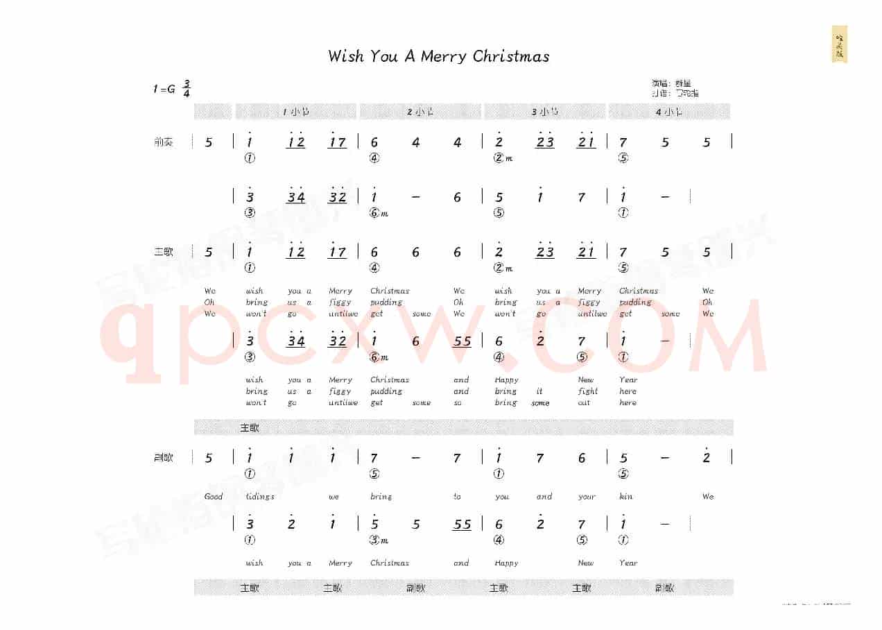Wish You A Merry Christmas（简和谱）