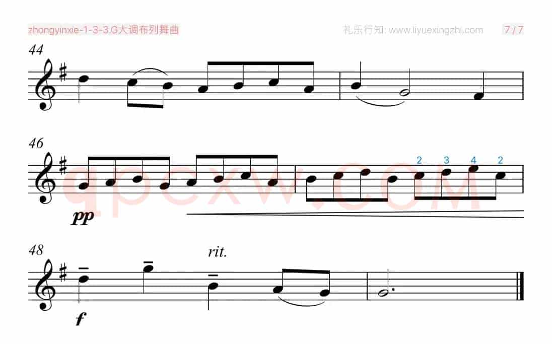 G大调布列舞曲 [大字排版]（小提琴）