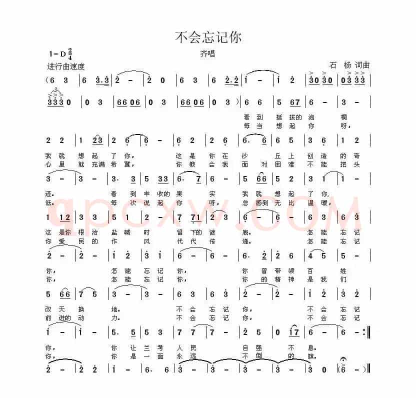 不会忘记你（石杨 词曲）