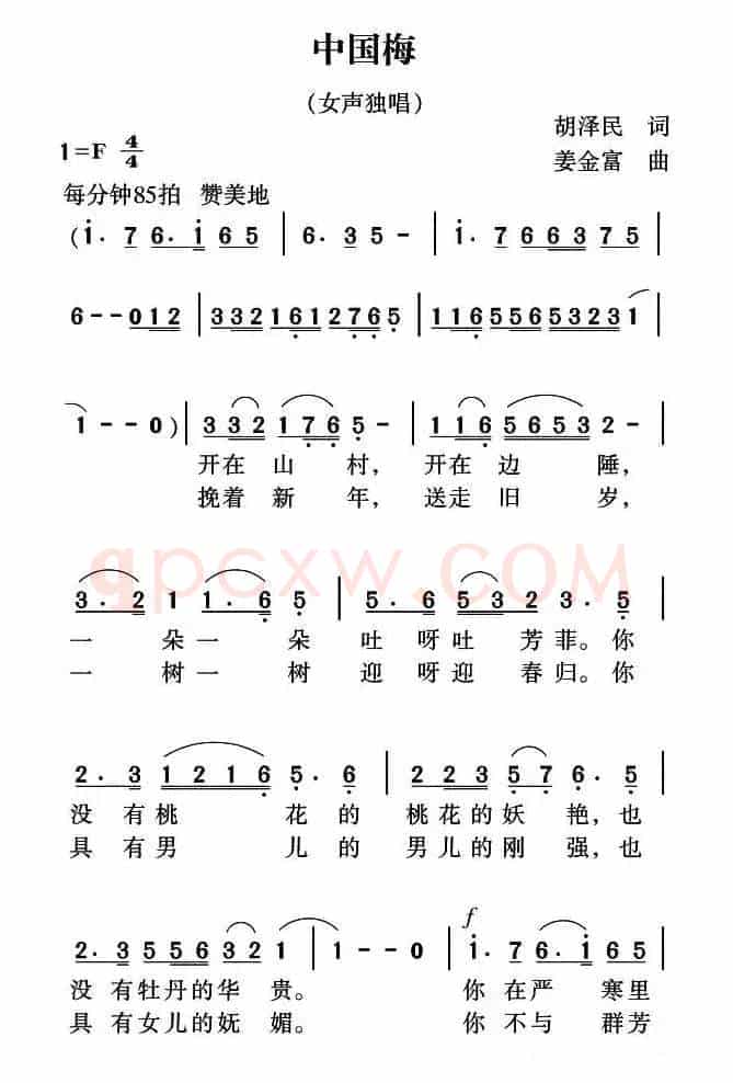 中国梅（胡泽民词 姜金富曲）