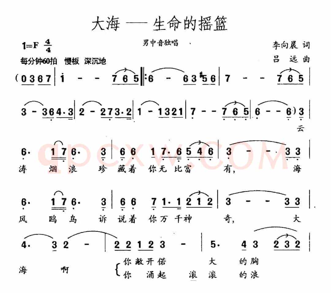 大海——生命的摇篮（李向晨词 吕远曲）