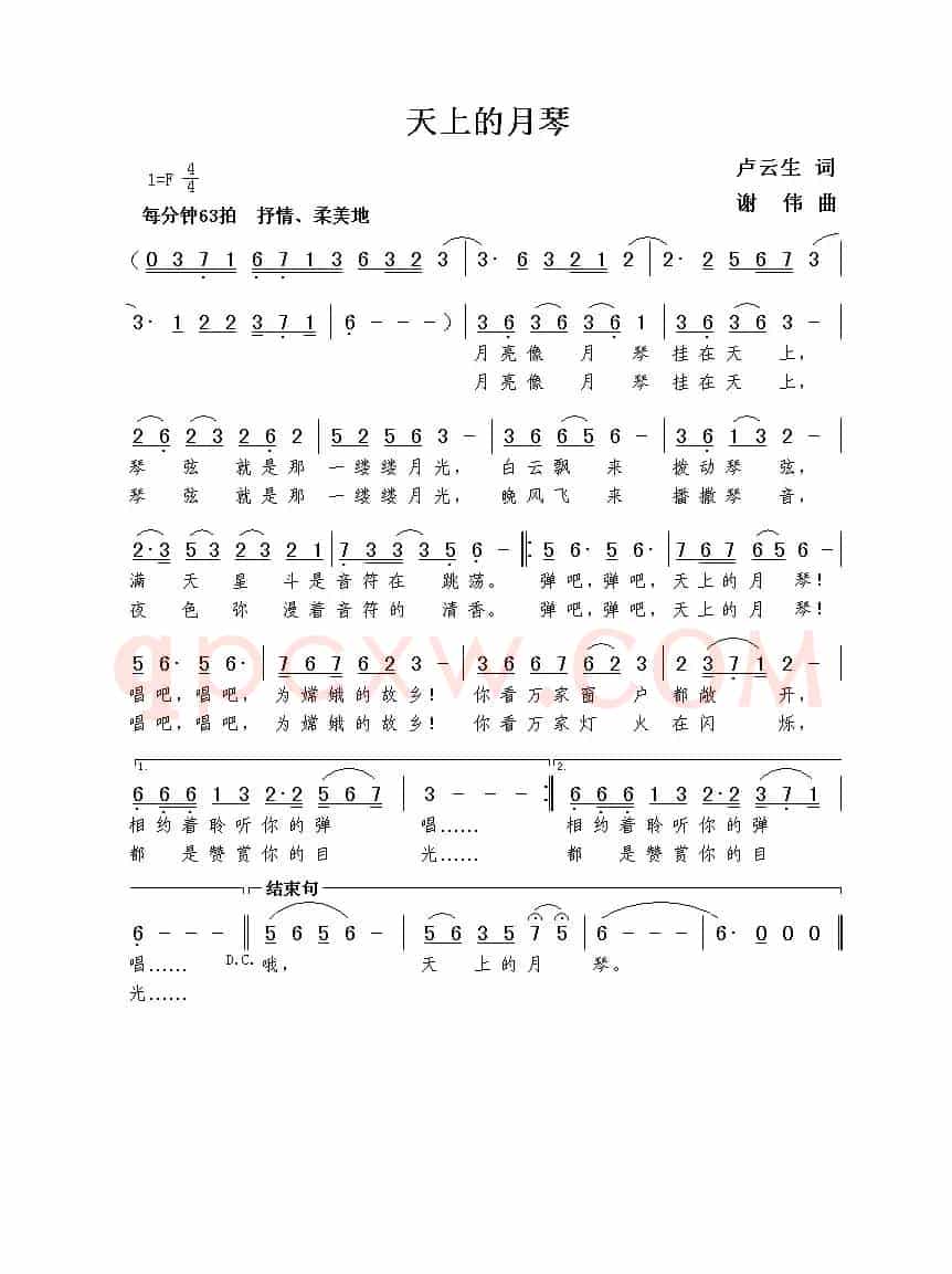 天上的月琴（卢云生词  谢伟曲）