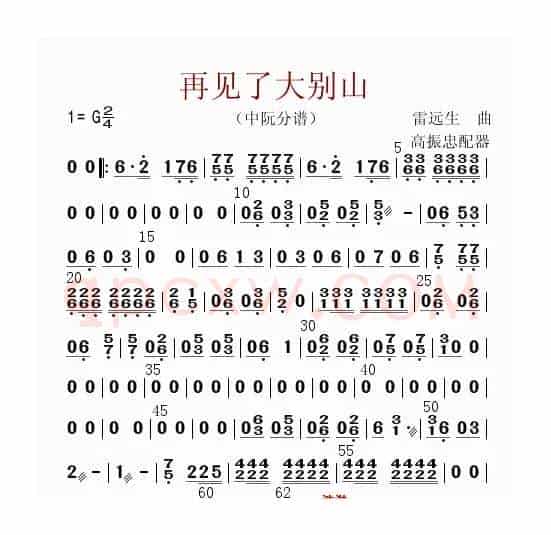 再见了大别山（中阮分谱）