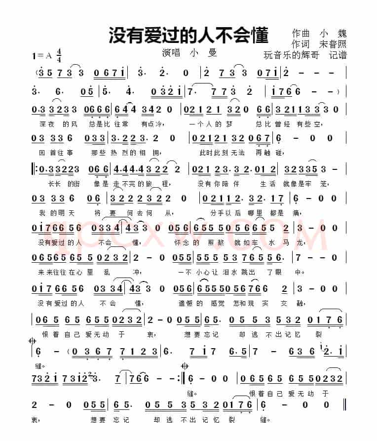 没有爱过的人不会懂（演唱  小  曼）