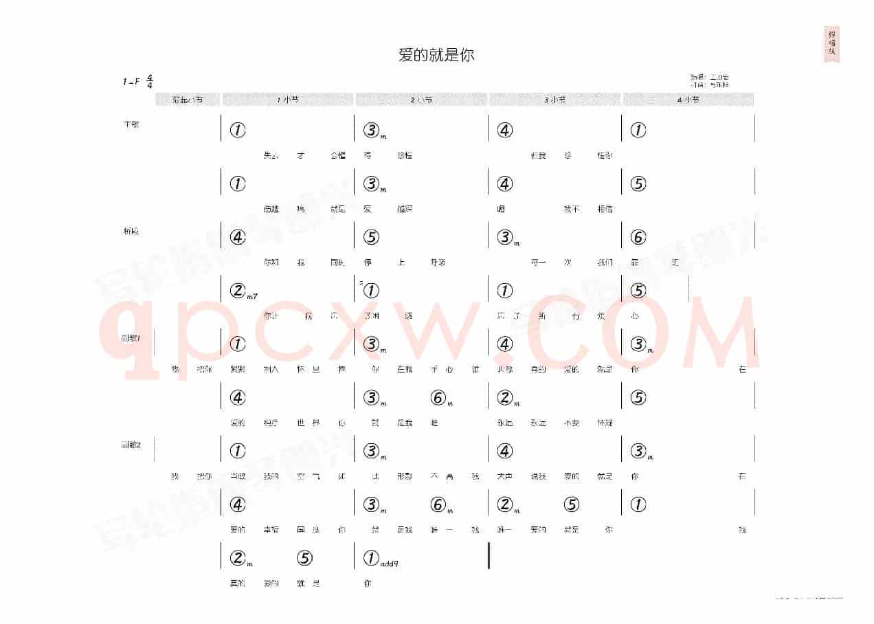 爱的就是你（简和谱）