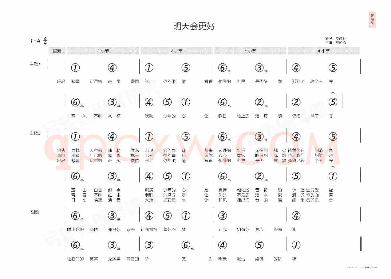 明天会更好(简和谱)