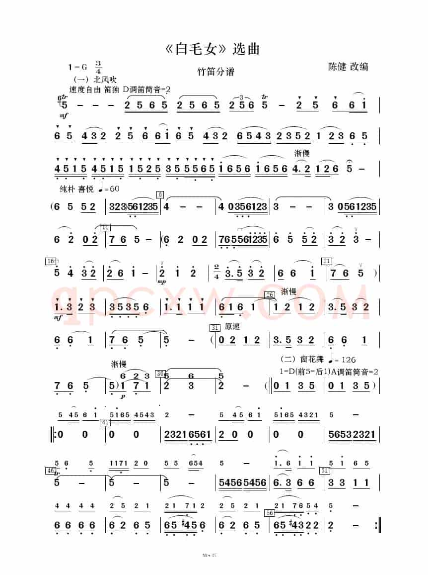 《白毛女》选曲（民乐合奏分谱）