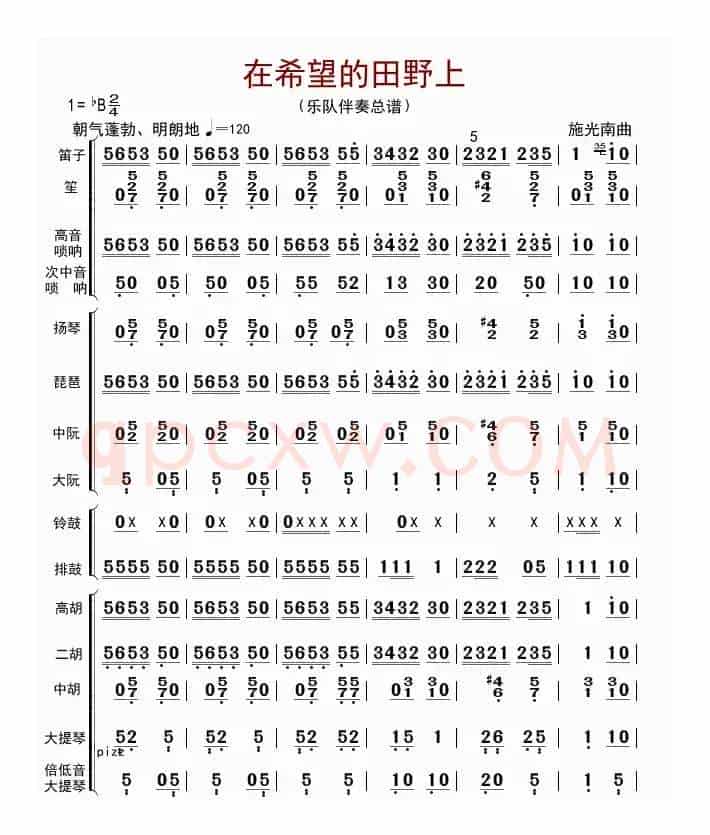 在希望的田野上（总谱）