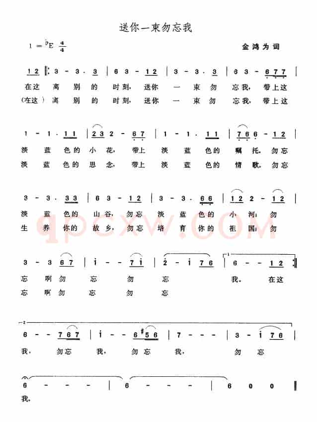 送你一束勿忘我（金鸿为词 张玉晶曲）