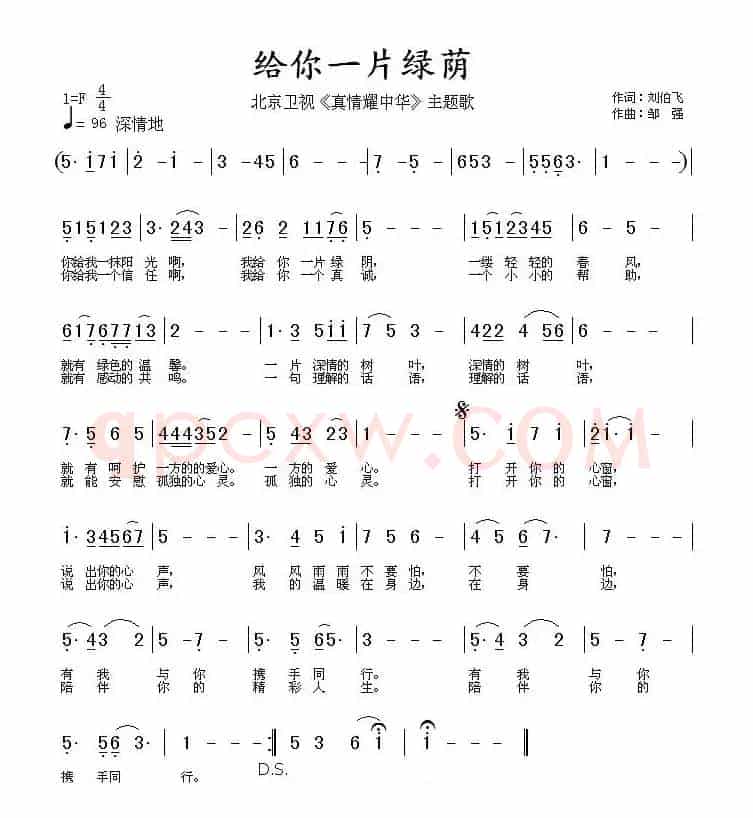 给你一片绿荫（北京卫视《真情耀中华》主题歌）