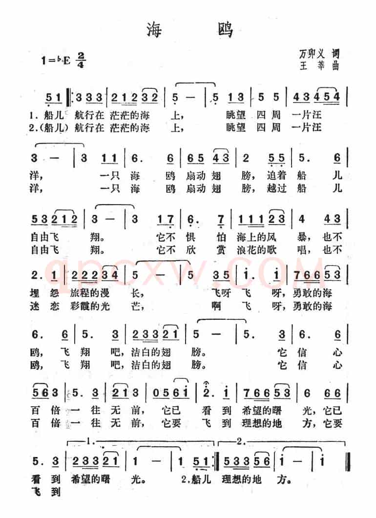 海鸥（万卯义作词 王莘作曲）