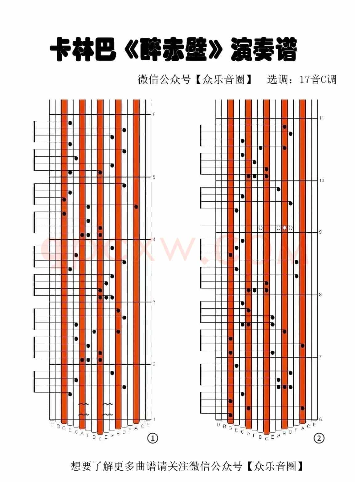 醉赤壁（拇指琴卡林巴琴专用谱）