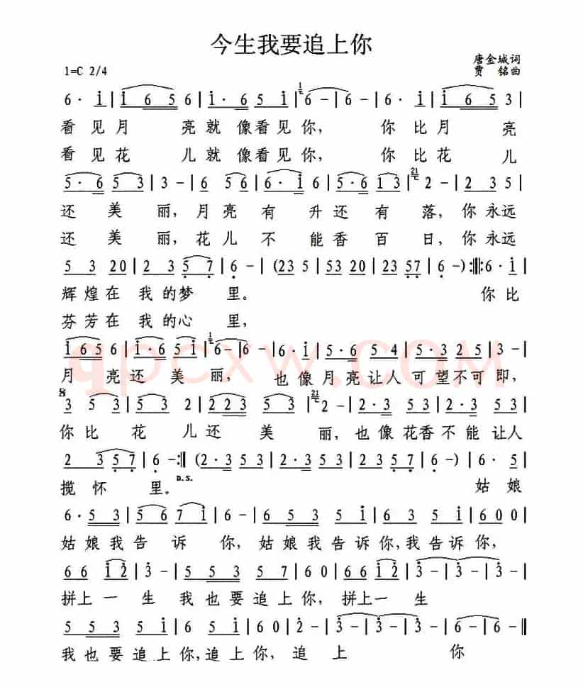 今生我要追上你 （唐金城词 贾铭曲）