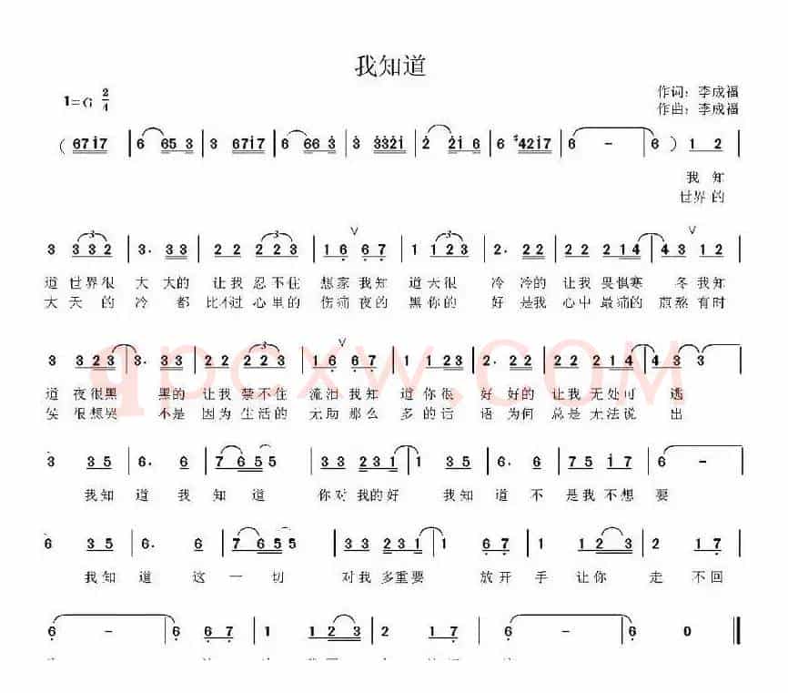 我知道（李成福词曲）
