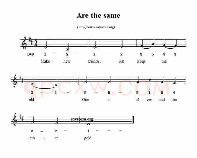 Are the same（线简谱混排版、英文儿歌）