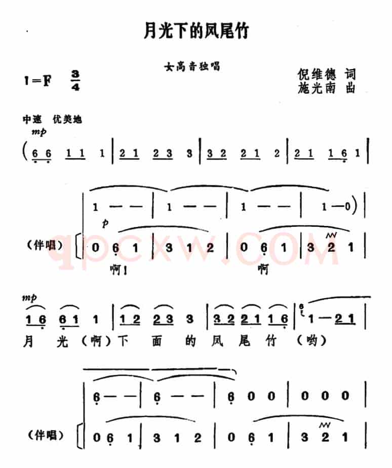月光下的凤尾竹(独唱+伴唱)