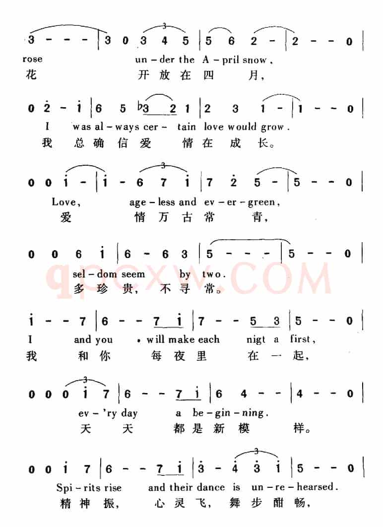 Evergreen 万古常青（美国影片《一个明星的诞生》插曲、中外文对照）