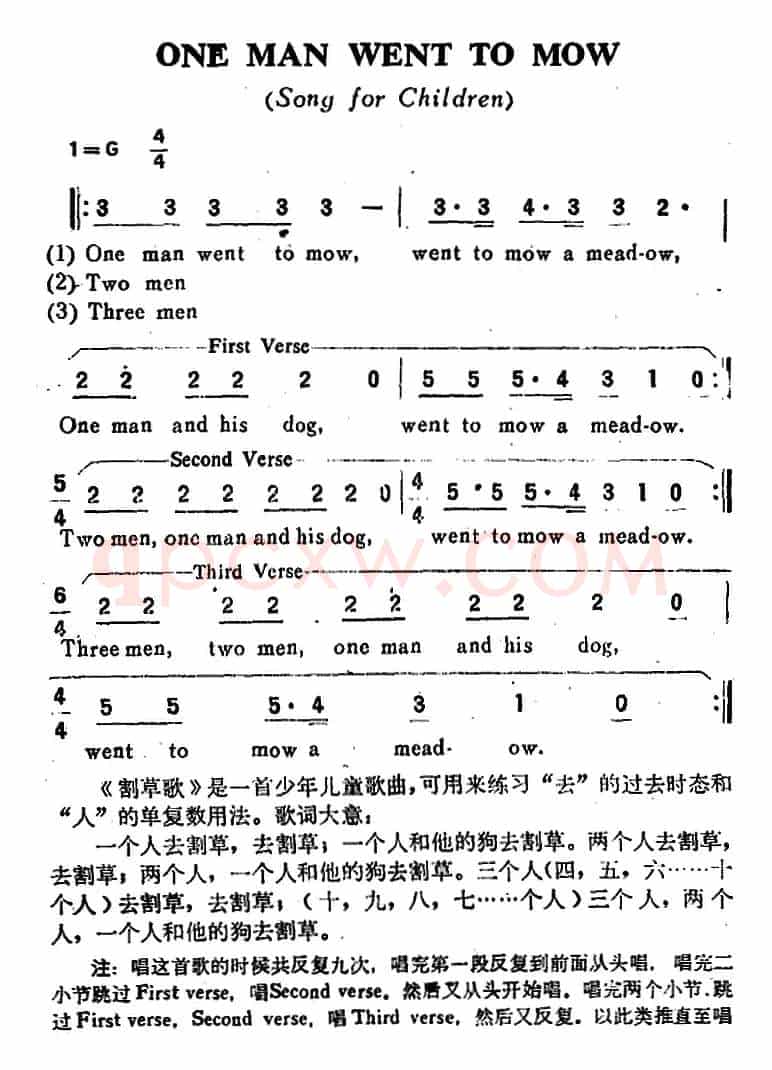 ONE MAN WENT TO MOW（割草歌）