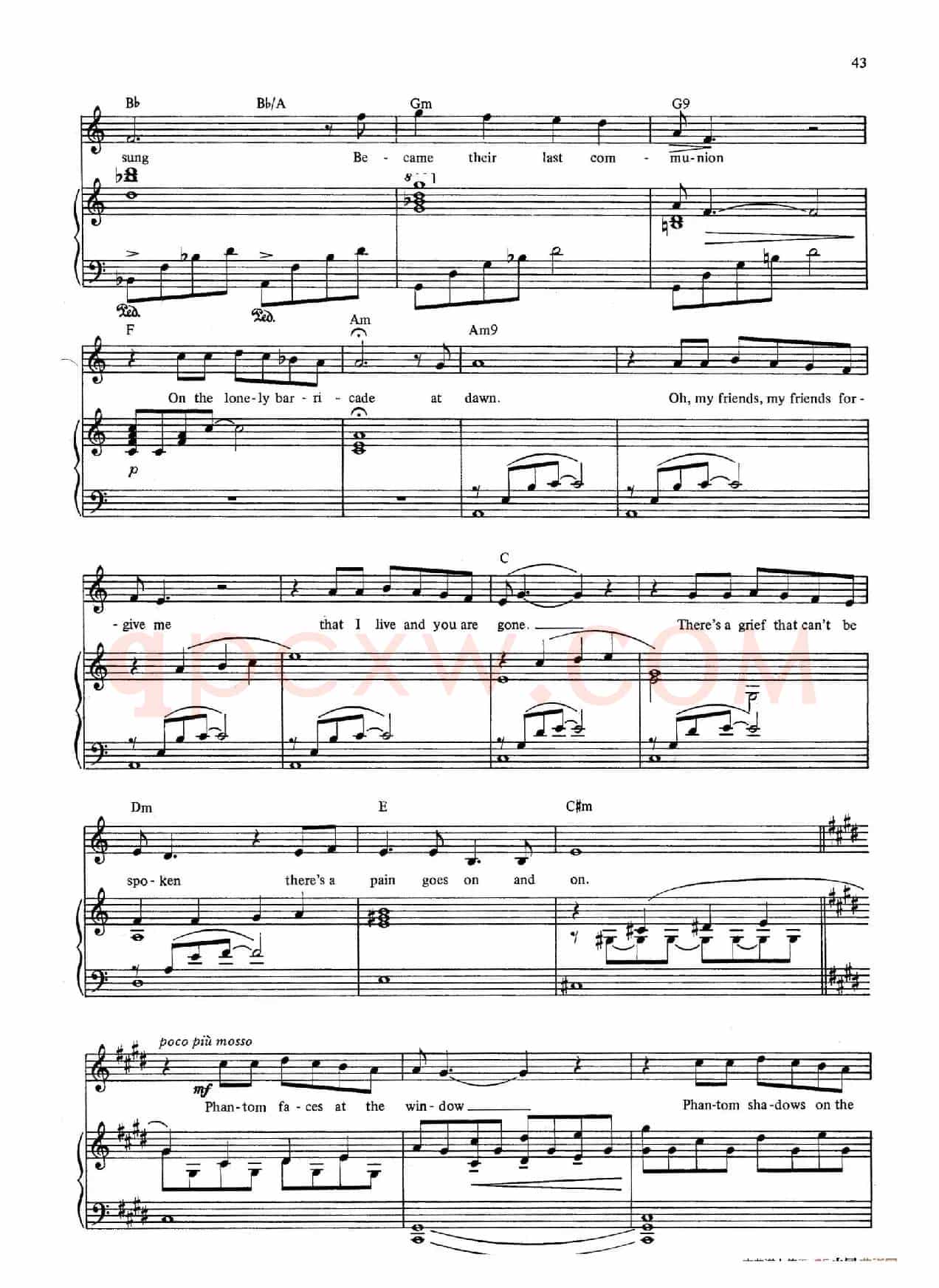 Empty Chairs at Empty Tables (音乐剧《悲惨世界》(Les Miserables)选曲、正谱 )