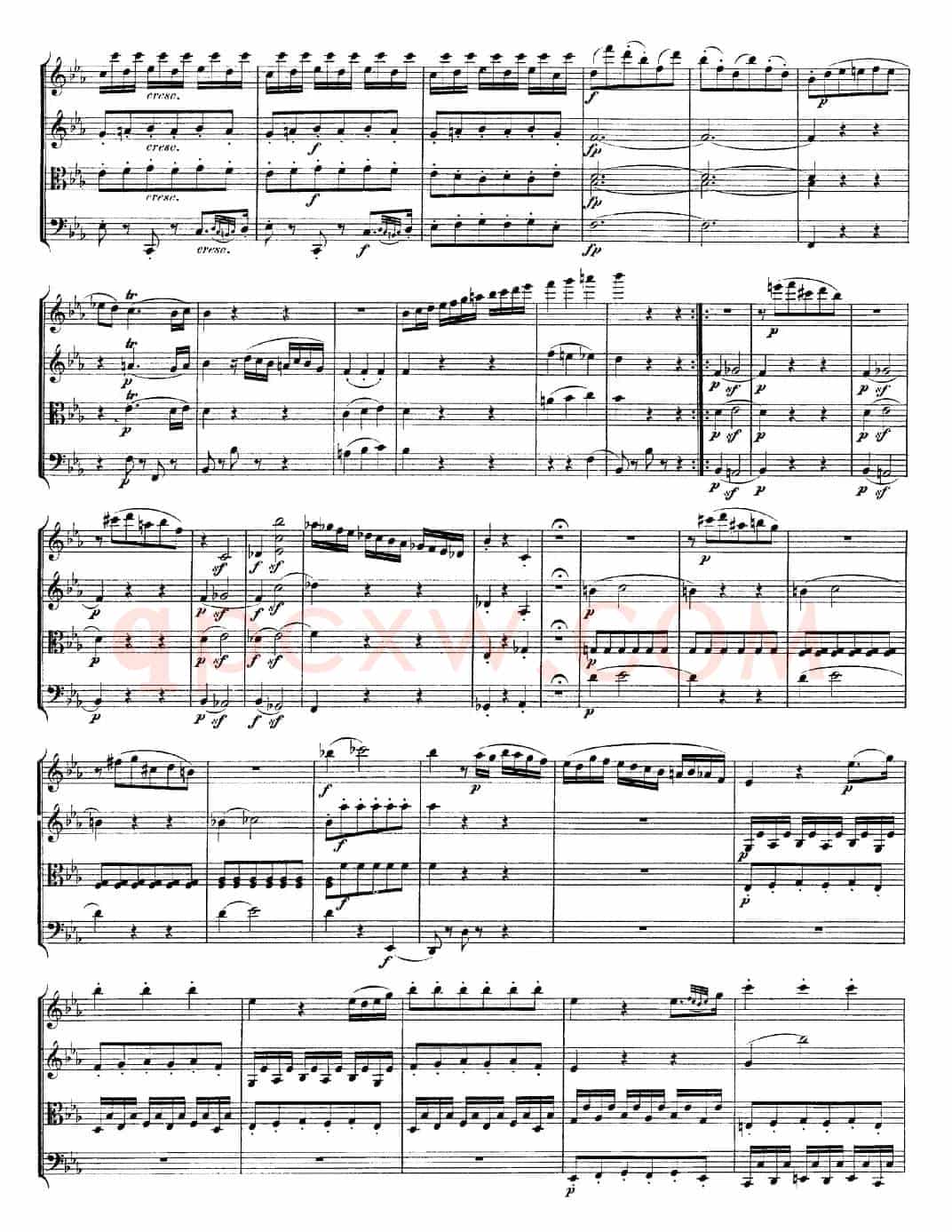 Mozart《Quartet No.22 in Bb Major，K.589》（总谱）
