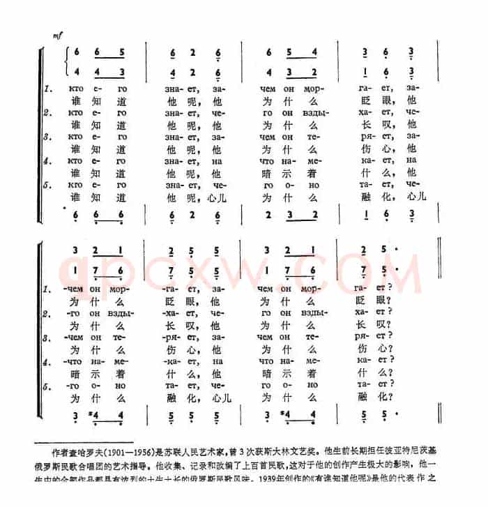 有谁知道他（И КТО ЕГО ЗНАЕТ）（中俄简谱）