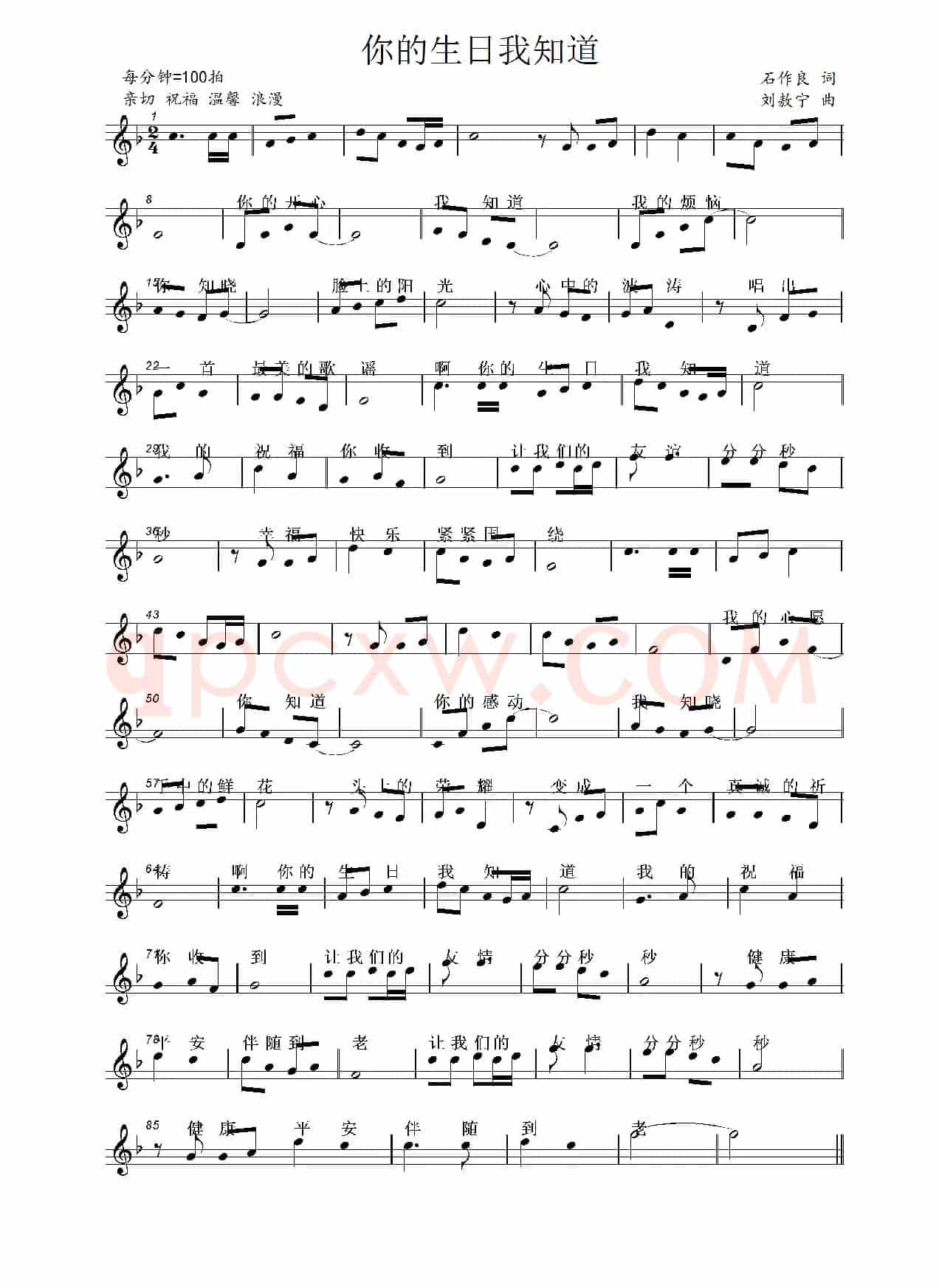 你的生日我知道（石作良词 刘敖宁曲）