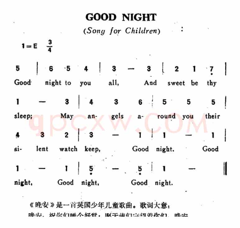 [英]GOOD NIGHT（晚安）（儿歌）