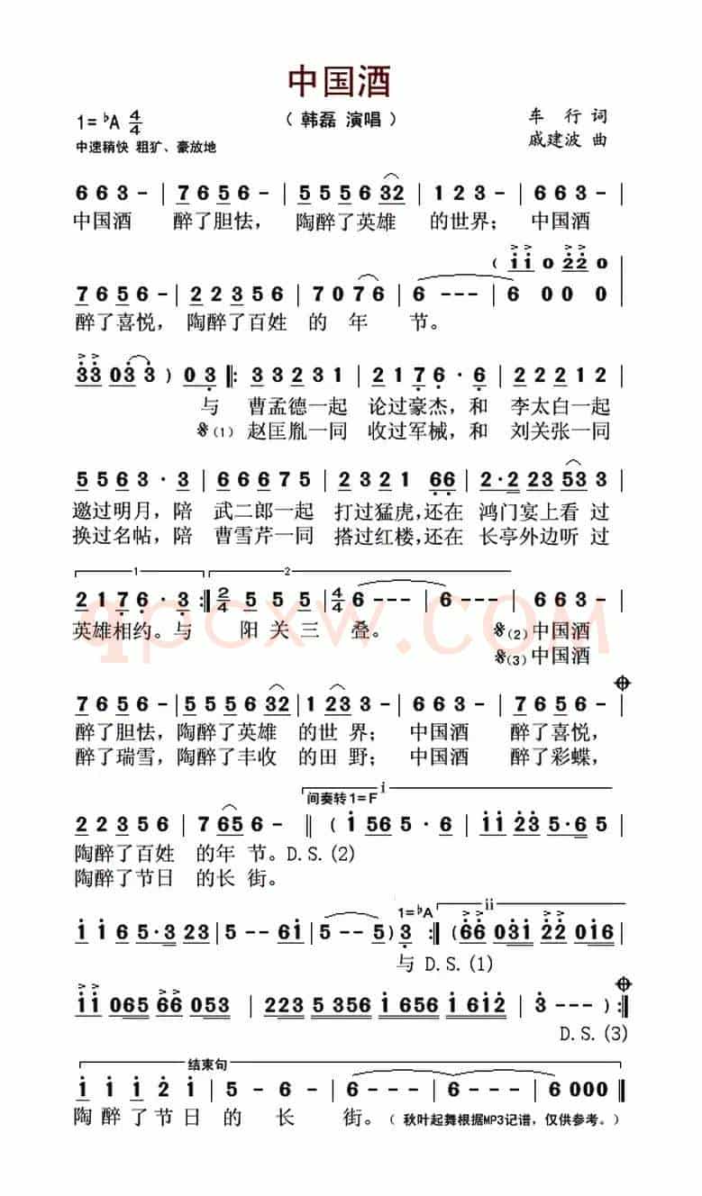 中国酒(车行词 戚建波曲)
