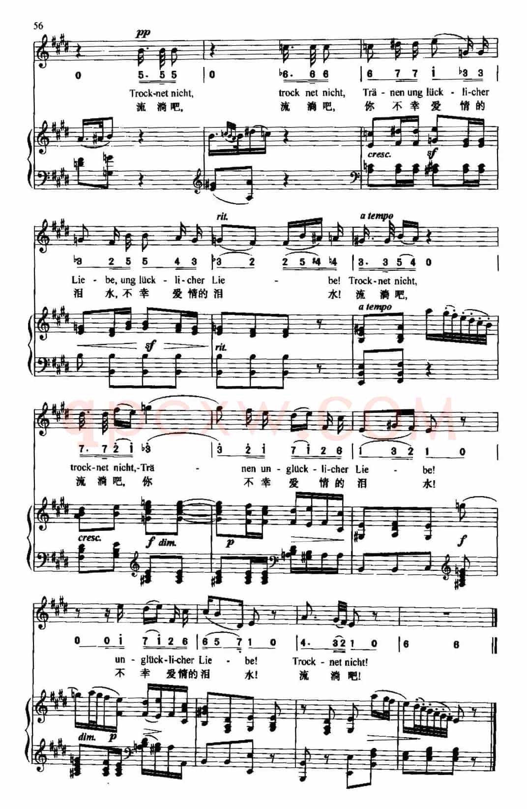 Wonne der Wehmut（忧伤的欢乐）（中外文对照、正谱+简谱）
