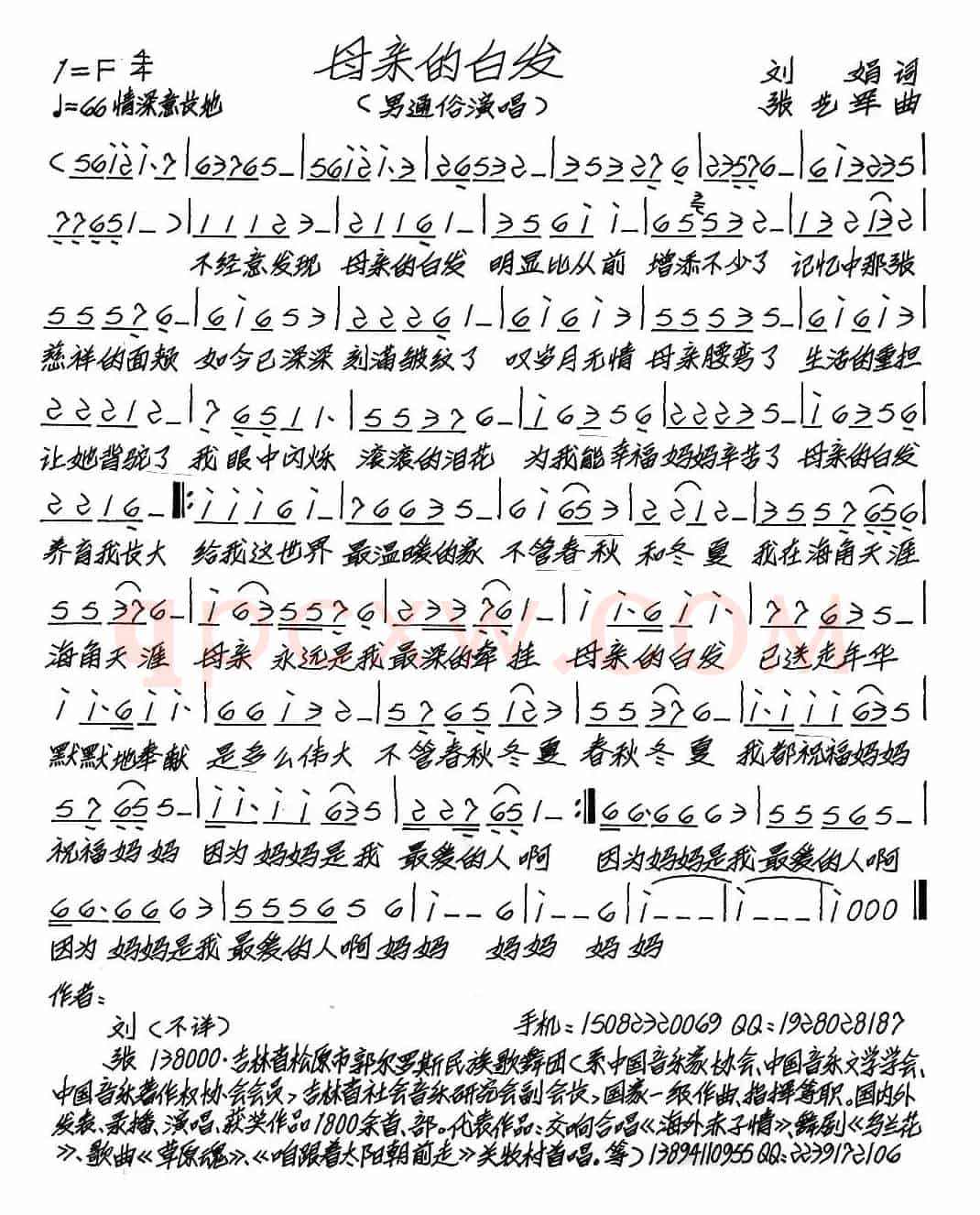 母亲的白发（刘娟词 张艺军曲）
