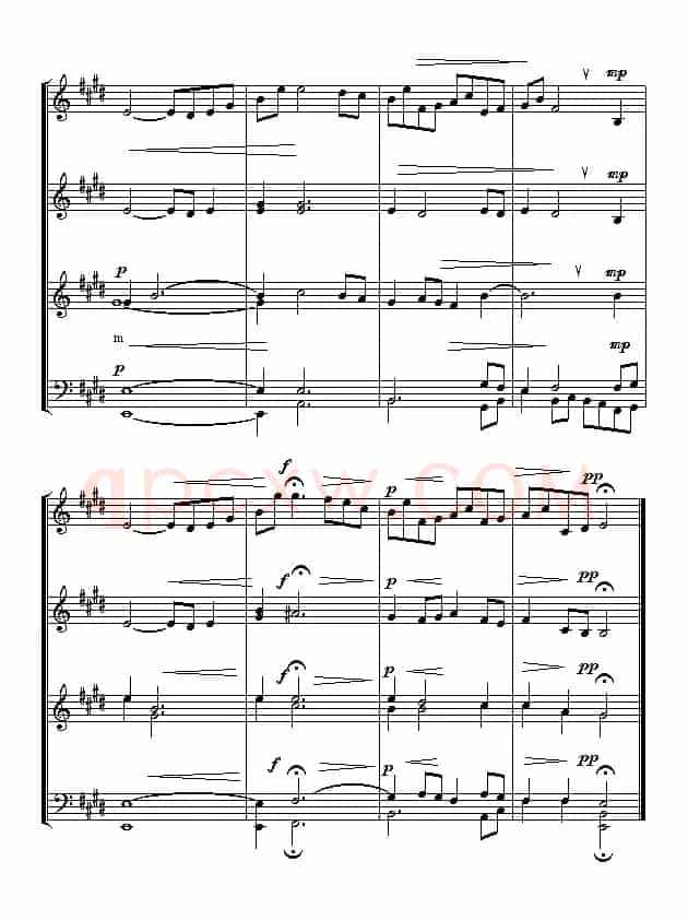 梦幻曲（无伴奏四部合唱 、五线谱）（索科洛夫配合唱版）
