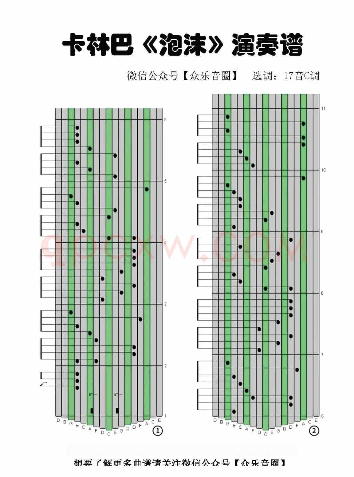 泡沫（拇指琴卡林巴琴专用谱）