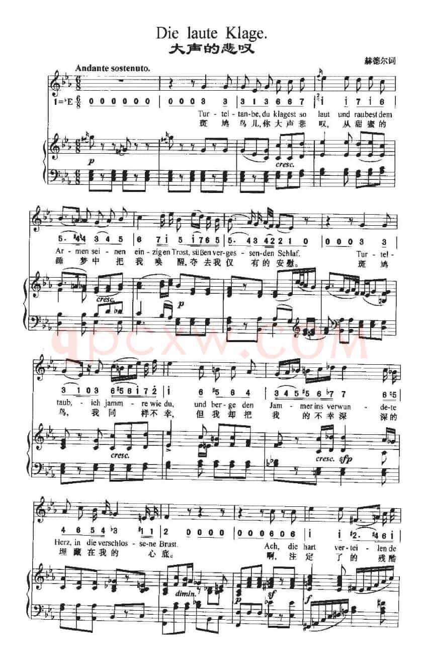 Die laute Klage（大声的悲叹）（中外文对照、正谱+简谱）