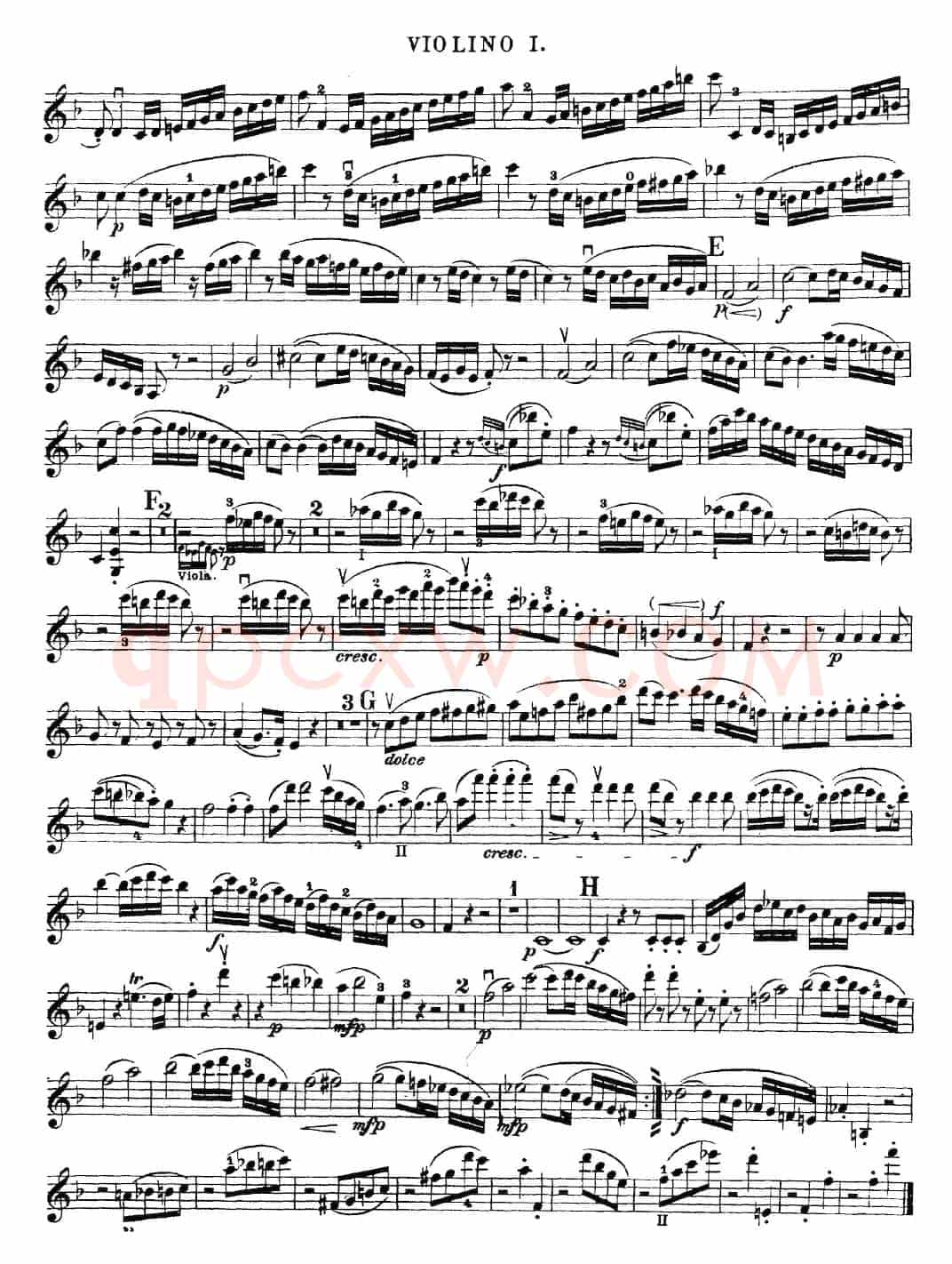 Mozart《Quartet No.23 in F Major，K.590》（Violin 1分谱）
