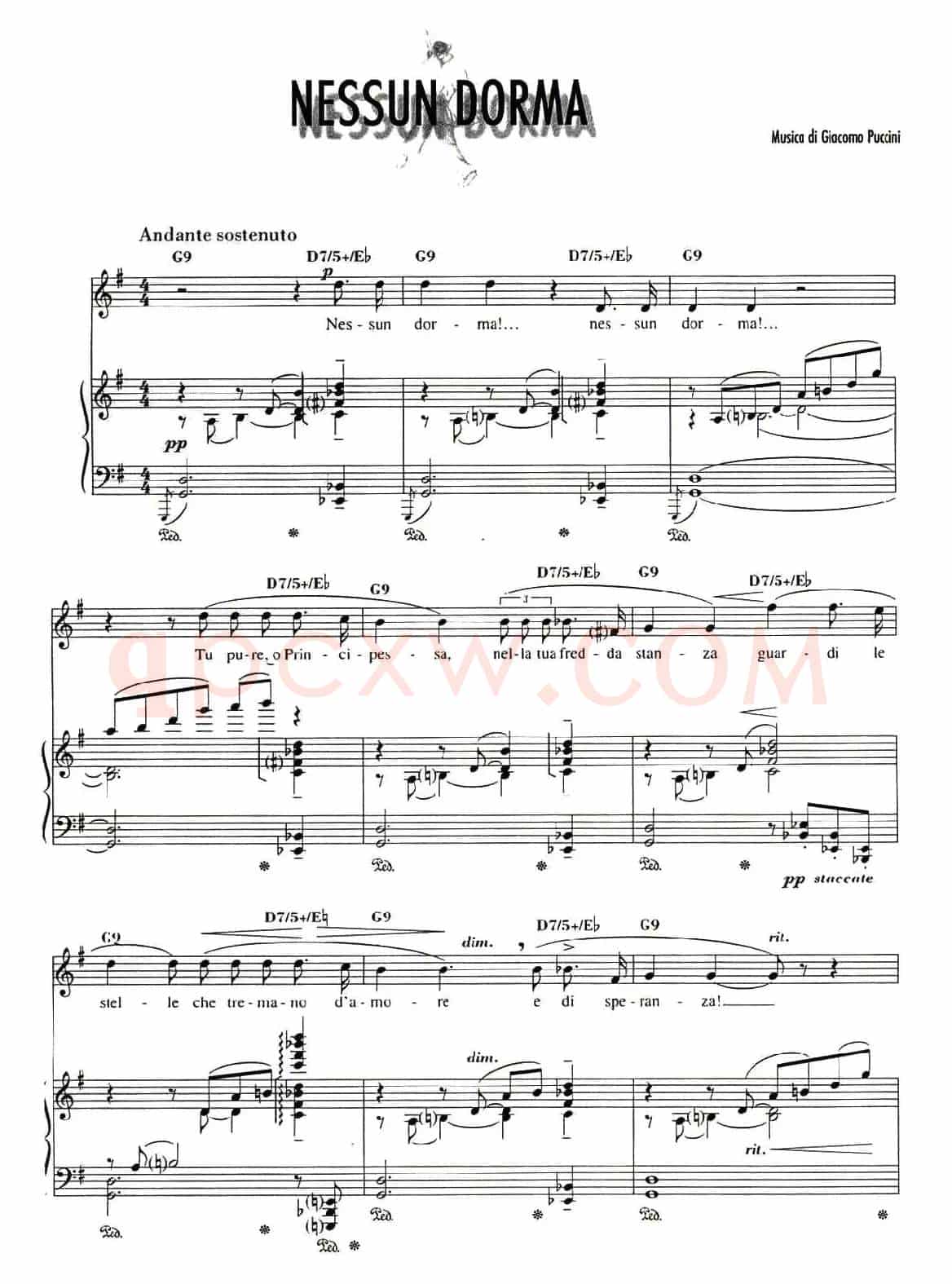 [意]今夜无人入眠（歌剧《图兰朵》选曲、正谱）