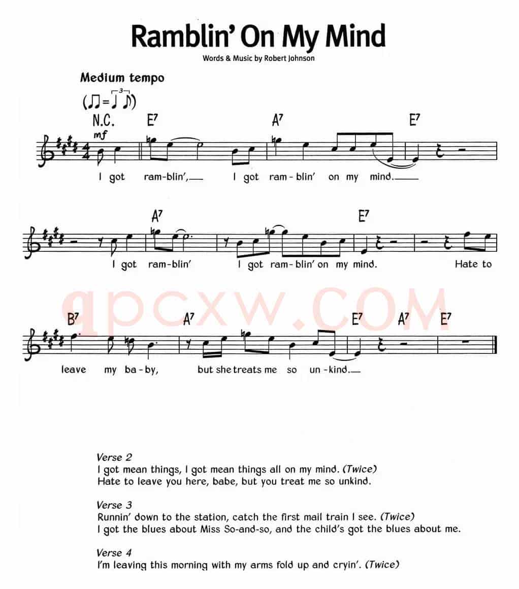 蓝调音乐：Ramblin' On My Mind