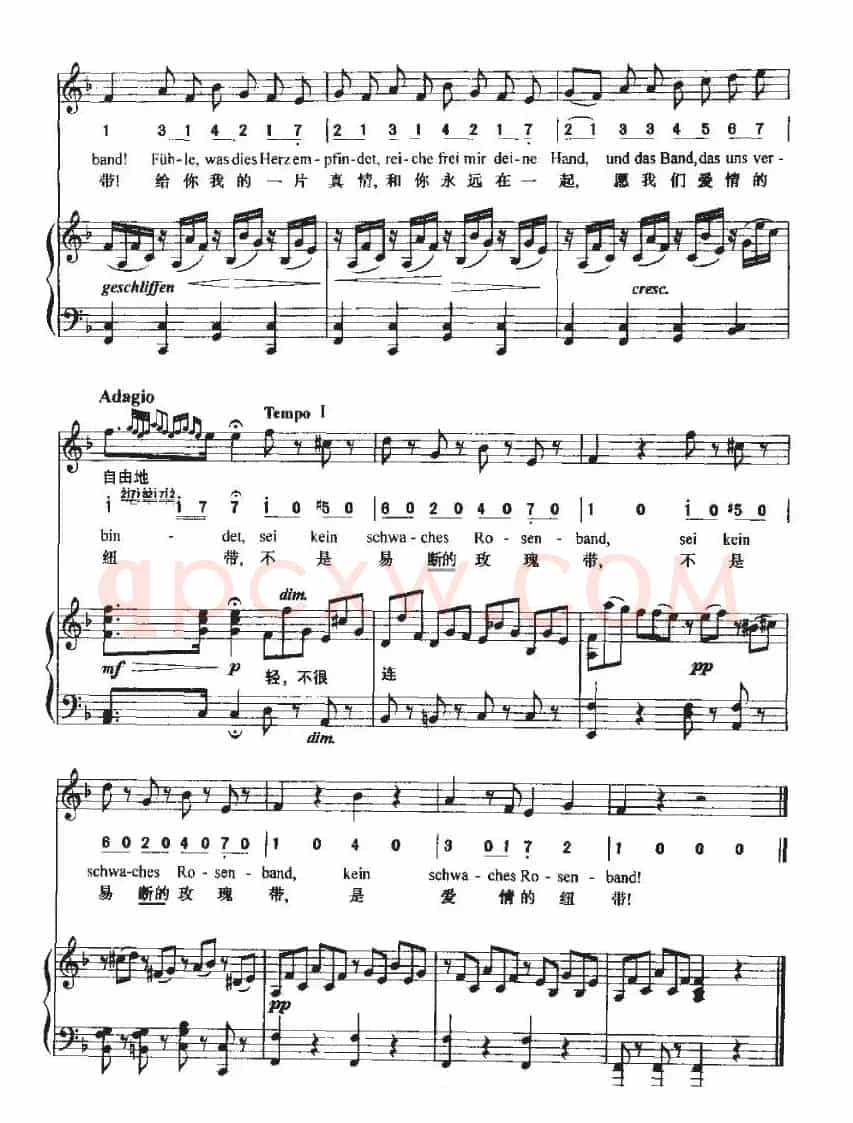 Mit einem gemalten Band（一条彩色的飘带）（中外文对照、正谱+简谱）