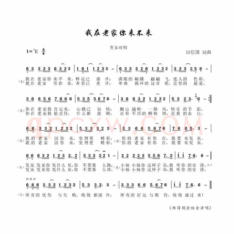 我在老家你来不来（田信国词曲）