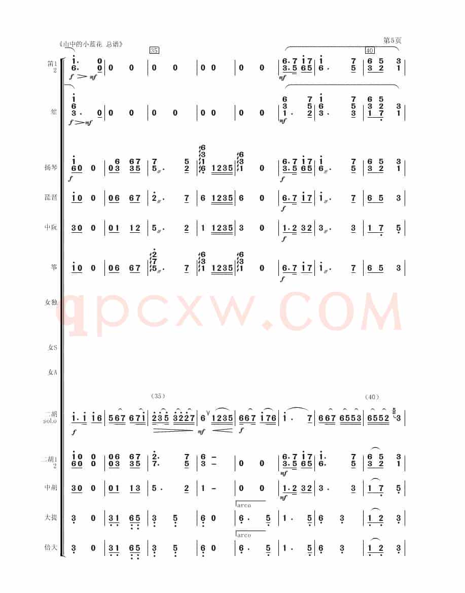 山中的小蓝花（二胡、女声与乐队）