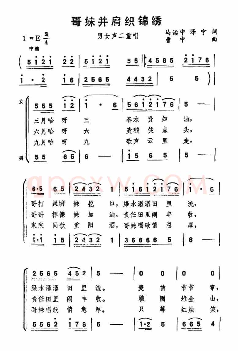 哥妹并肩织锦秀