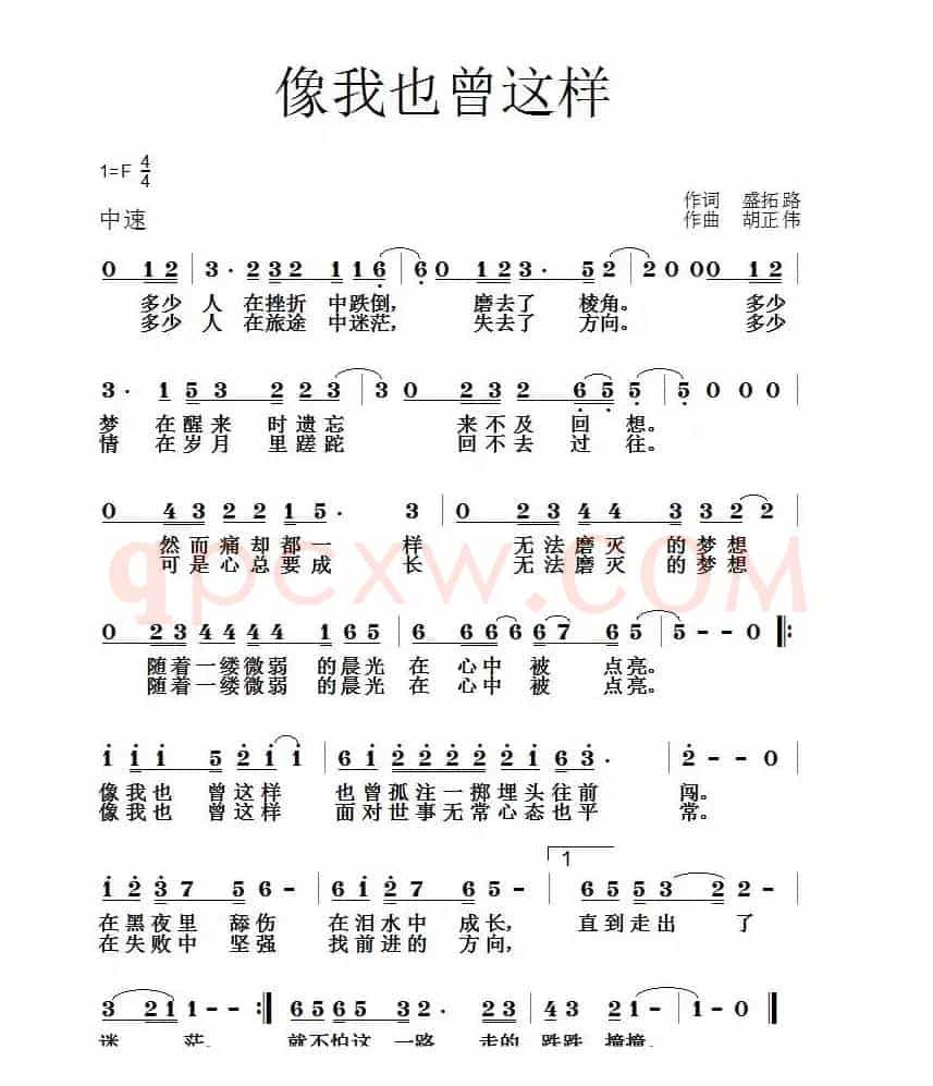 像我也曾这样(盛拓路词 胡正伟曲)
