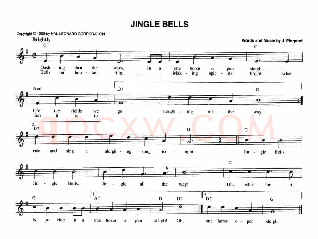 JINGLE BELLS（五线谱）