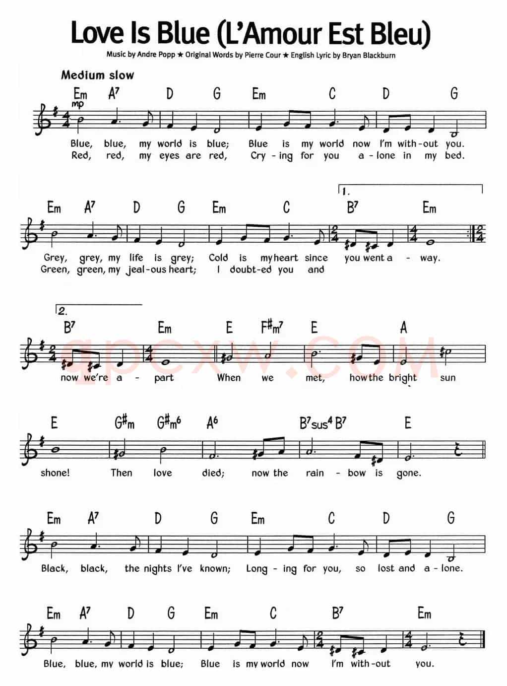 蓝调音乐：Love Is Blue（L'Amour Est Bleu）