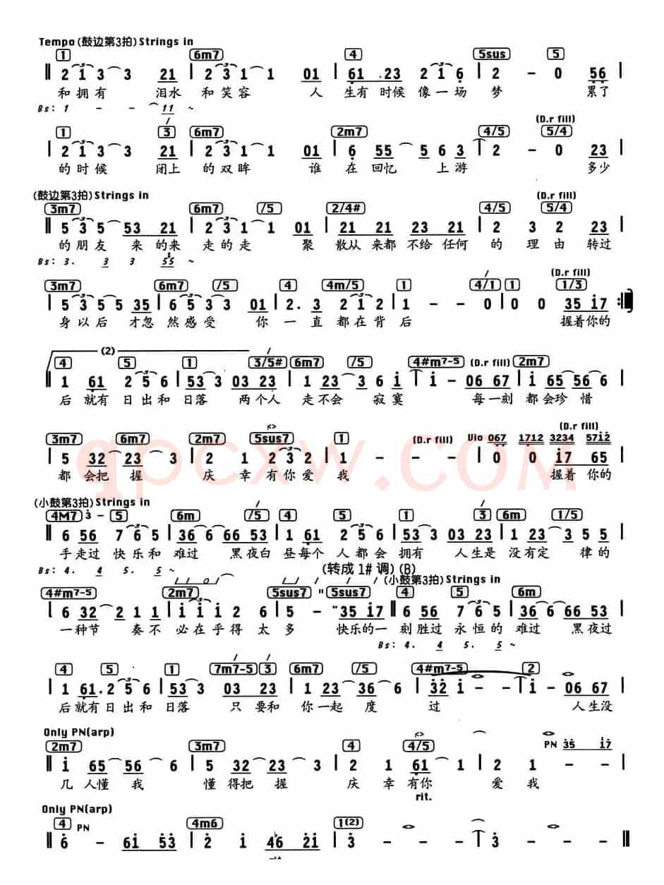 庆幸有你爱我（韩剧《寻花而来》片尾曲、编配乐谱）