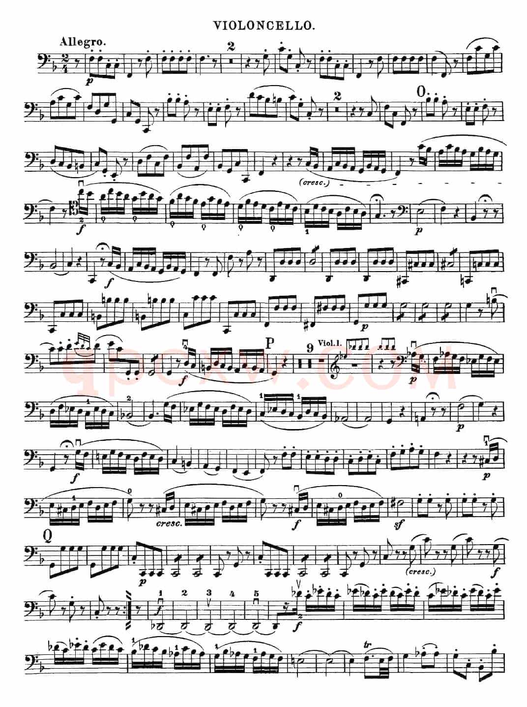 Mozart《Quartet No.23 in F Major，K.590》（Cello分谱）
