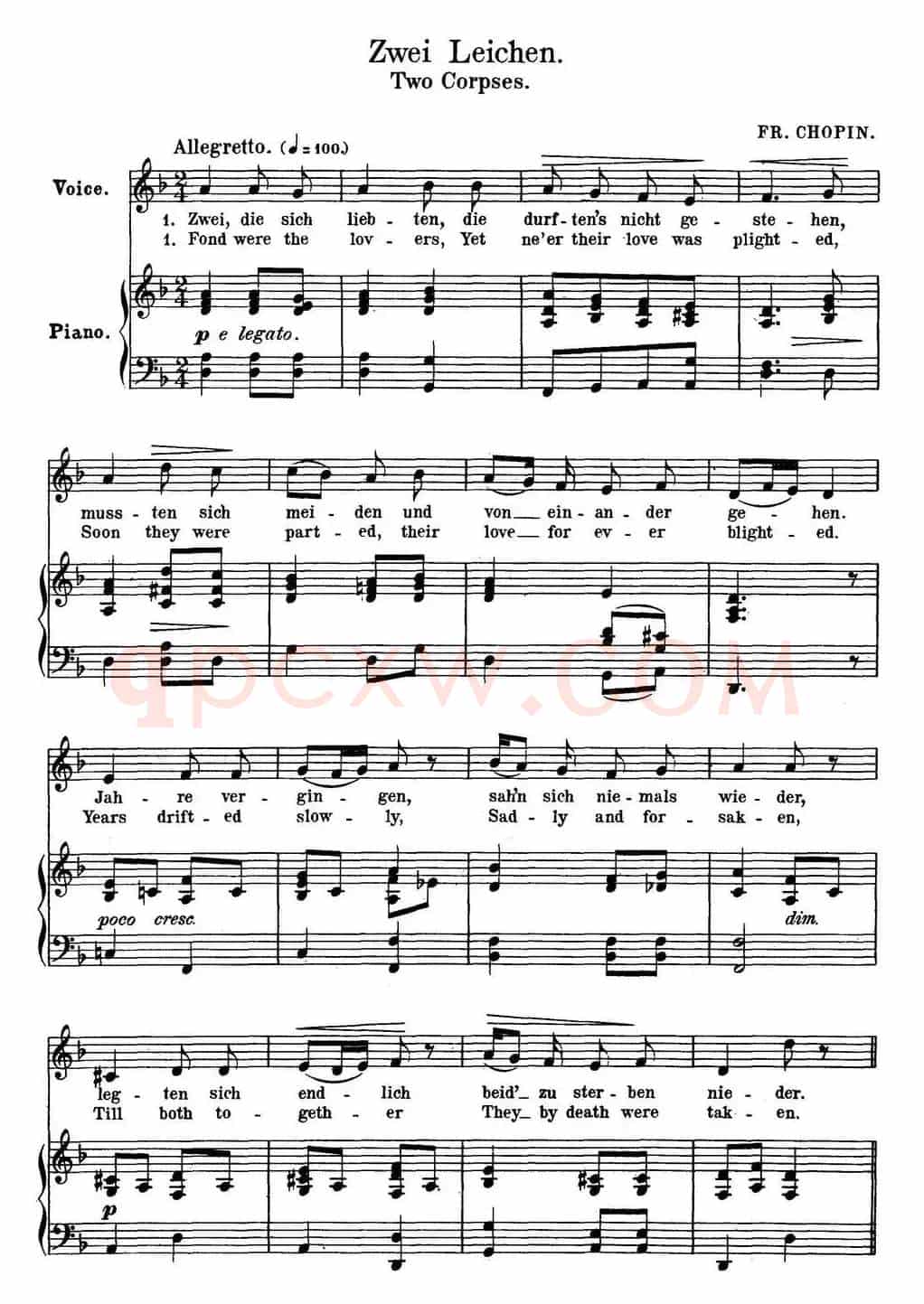 Chopin-17 Polish Songs Op.74,No.11(Zwei Leichen. Two Corpses.)(钢琴伴奏谱)
