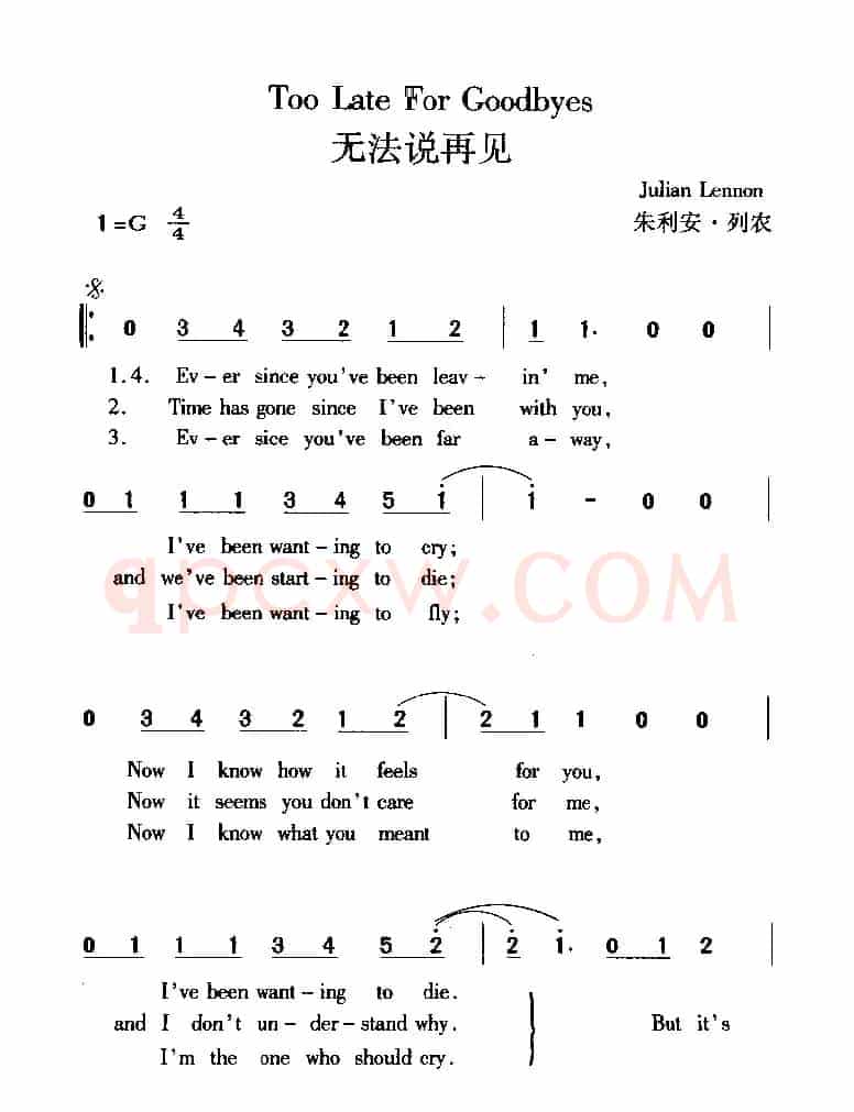 [英文]Too late for goodbyes（无法说再见）