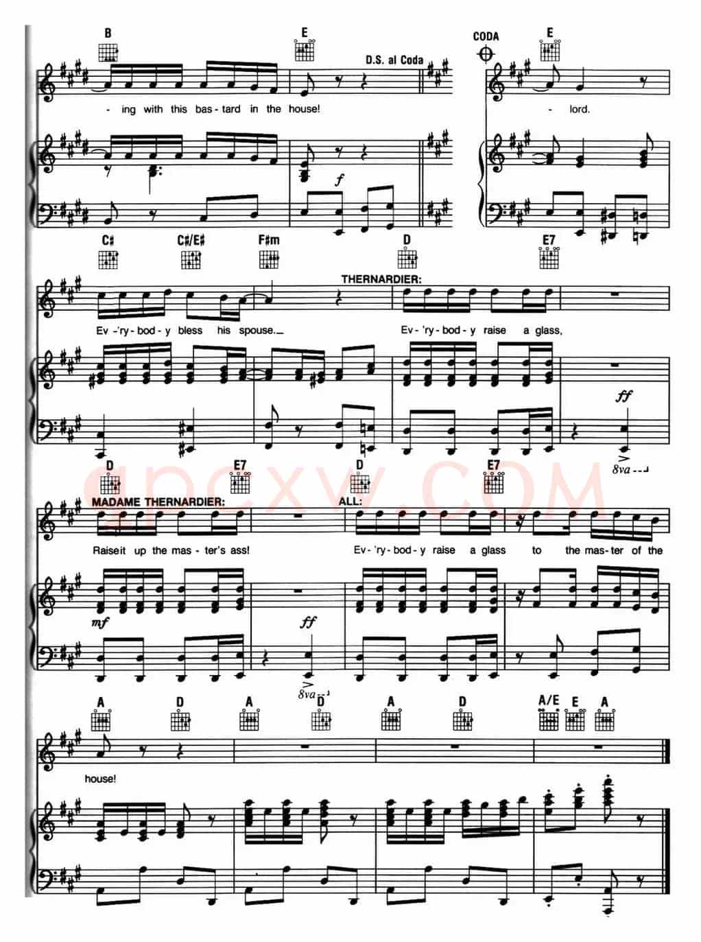 Master of the House (音乐剧《悲惨世界》(Les Miserables)选曲、正谱 )